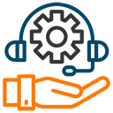 Clipart of a hand offering support services and configuration