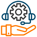 Clipart of a hand offering support services and configuration